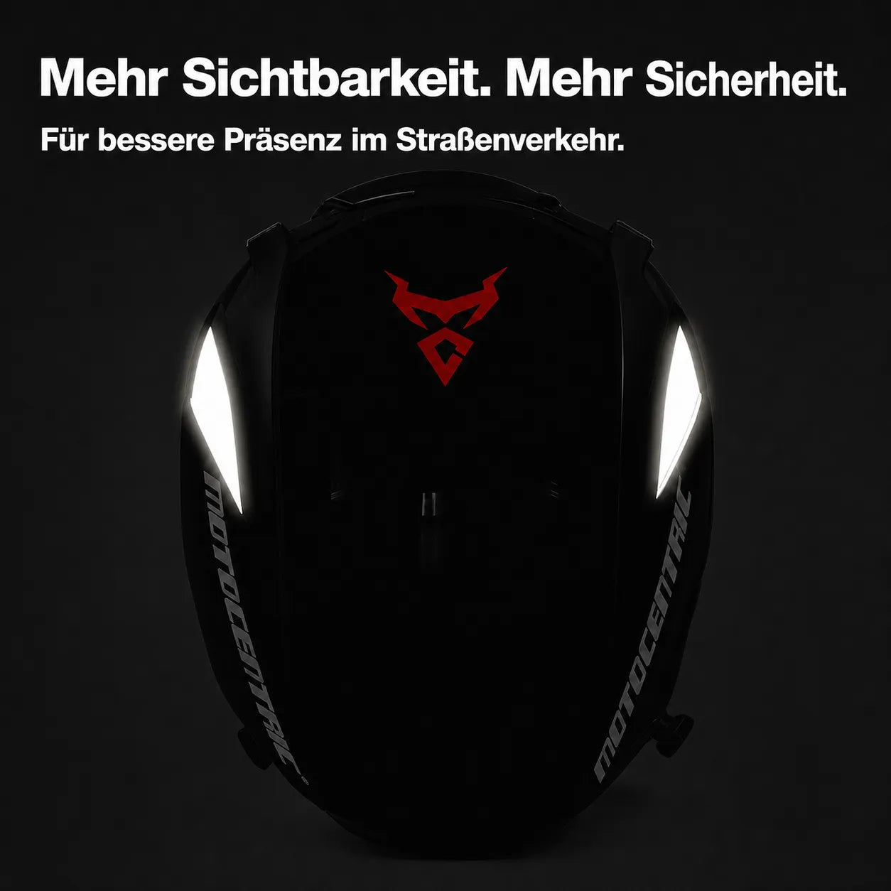 2-in-1-Motorradtasche mit Reflektoren für mehr Sichtbarkeit und Sicherheit im Straßenverkehr