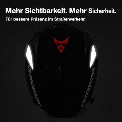 2-in-1-Motorradtasche mit Reflektoren für mehr Sichtbarkeit und Sicherheit im Straßenverkehr