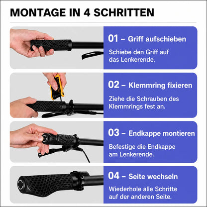 3D-gedruckte ergonomische Fahrradgriffe – einfache Montage in 4 Schritten, sicherer Halt & spürbare Dämpfung