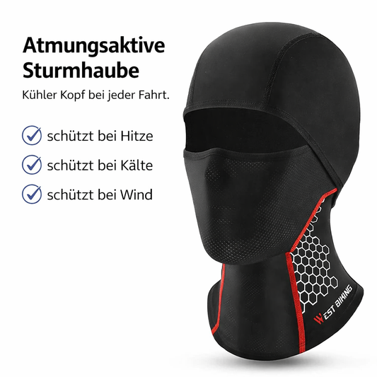 Sonnenschutz-Sturmhaube aus Eisseide in Schwarz – atmungsaktiv und UV-beständig