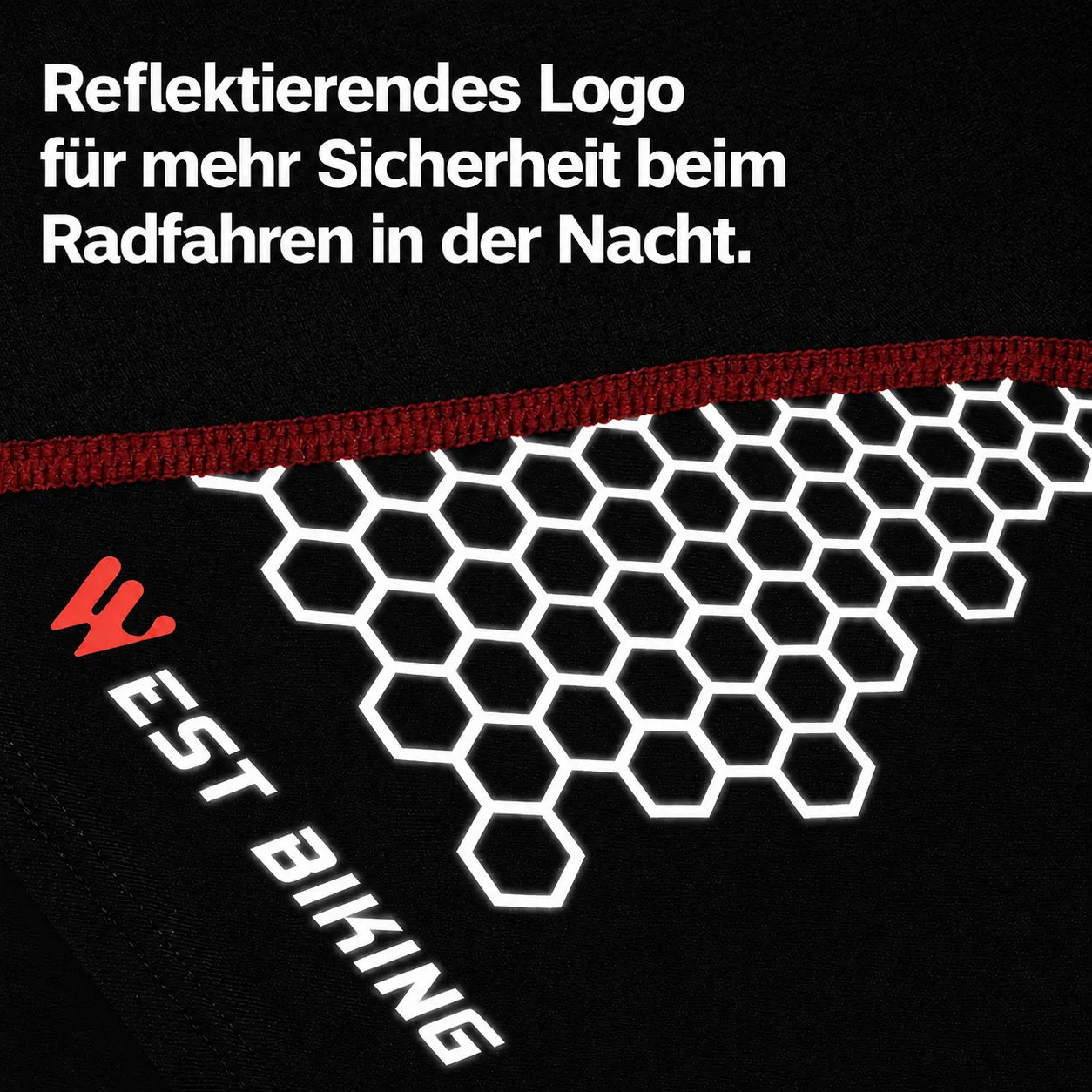 Reflektierendes Logo der Fahrrad Sturmhaube für mehr Sicherheit und bessere Sichtbarkeit beim Radfahren in der Nacht