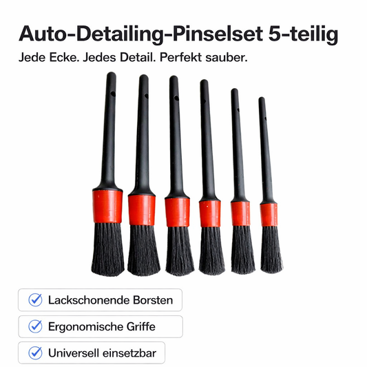 Auto Detailing Pinselset bestehend aus 5 Pinseln in verschiedenen Größen
