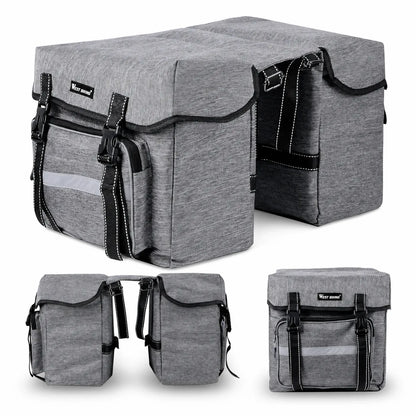 Fahrrad Doppeltasche 25L – wasserdichte Gepäckträgertasche mit Reflektor, viel Stauraum für Alltag & Radtouren.