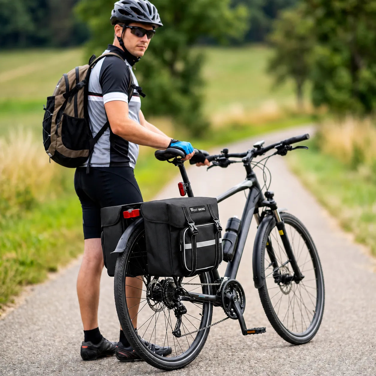 Doppel Fahrradtasche 25L für Gepäckträger – wasserdicht, robust & ideal für Alltag, Pendeln und Radtouren.
