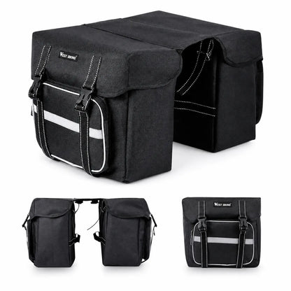 Fahrrad Doppeltasche 25L schwarz – wasserdichte Gepäckträgertasche mit Reflektor, robust & ideal für Alltag und Touren.