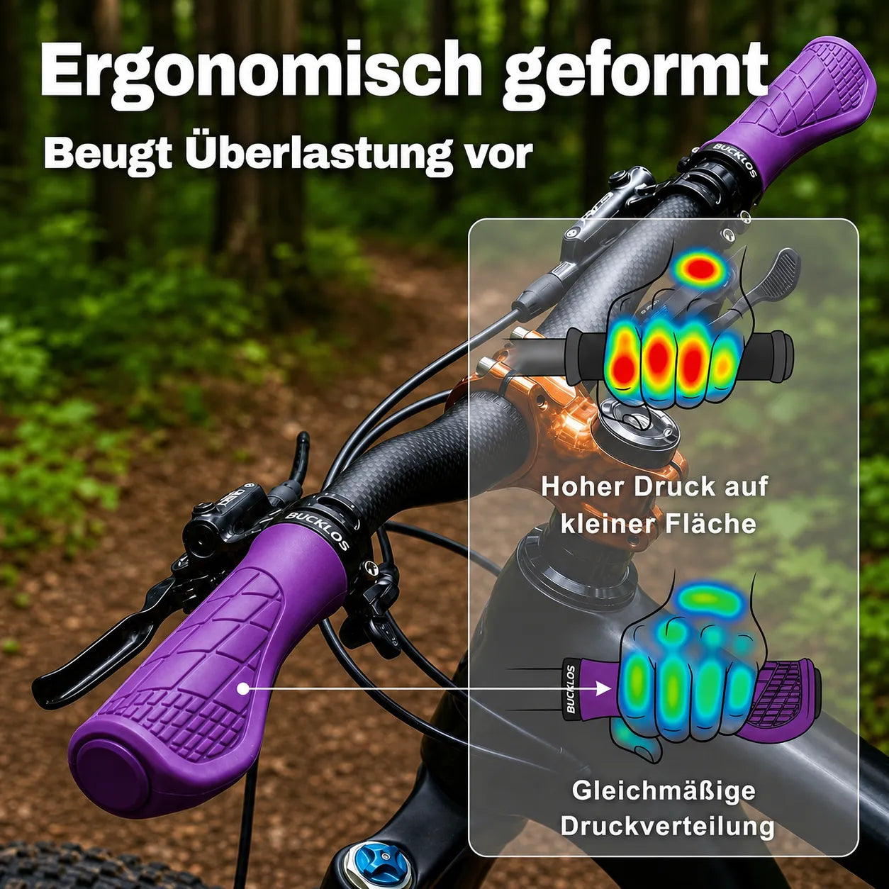 Ergonomische Fahrradgriffe mit gleichmäßiger Druckverteilung – entlasten Handgelenke und beugen Überlastung beim Radfahren vor