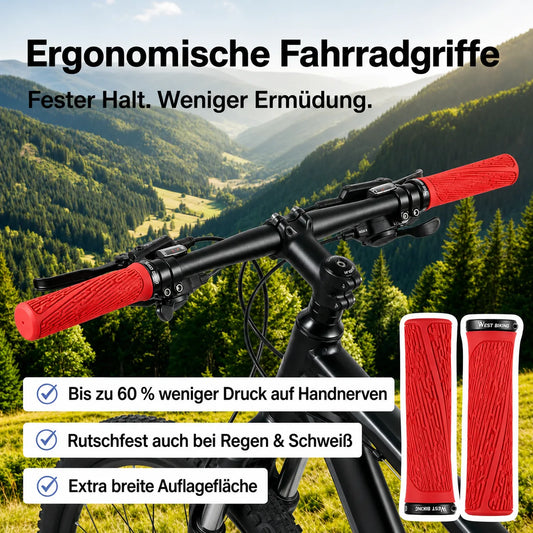 Ergonomische Fahrradgriffe mit optimierter Form – reduzieren Druck auf die Hände und bieten rutschfesten Halt bei jeder Fahrt