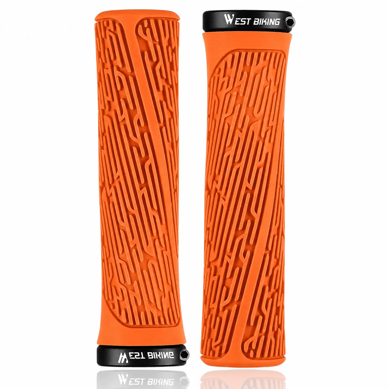 Ergonomisch geformte Fahrradgriffe in Orange – rutschfeste Lenkergriffe für sicheren Halt und weniger Handbelastung