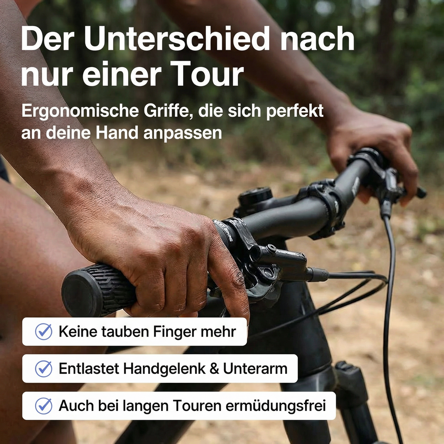 Ergonomische Bike Griffe mit breiter Auflagefläche für Handfläche Detailansicht