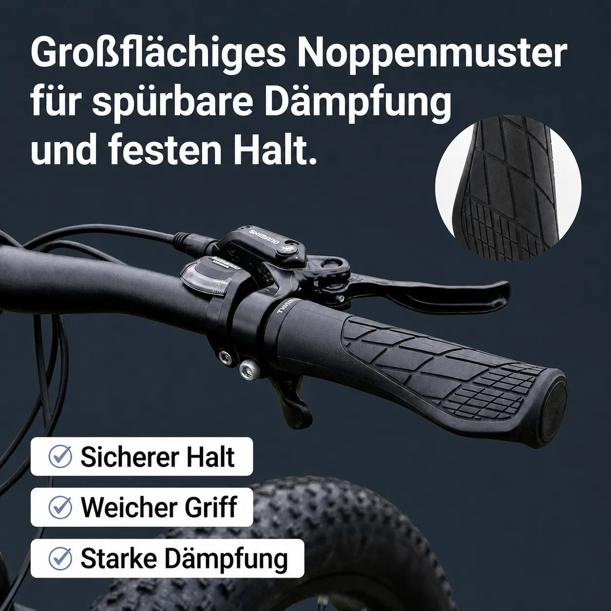 Ergonomische MTB-Fahrradgriffe mit Noppenmuster – sicherer Halt, starke Dämpfung & weicher Griff für jede Tour