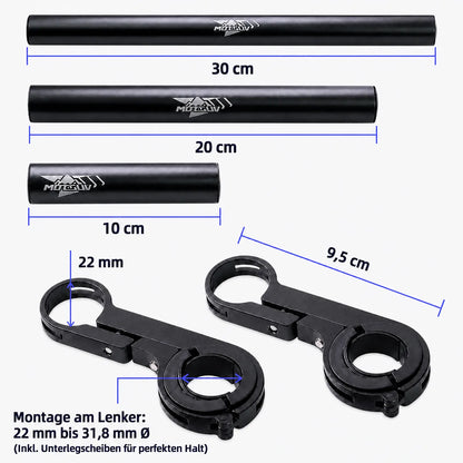 Fahrrad‑Lenker‑Erweiterung in 10, 20 oder 30 cm – passend für Lenker mit 22–31,8 mm Durchmesser.