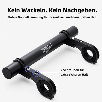 Fahrrad‑Lenker‑Erweiterung mit stabiler Doppelklemmung – mehr Platz, kein Wackeln und sicherer Halt.