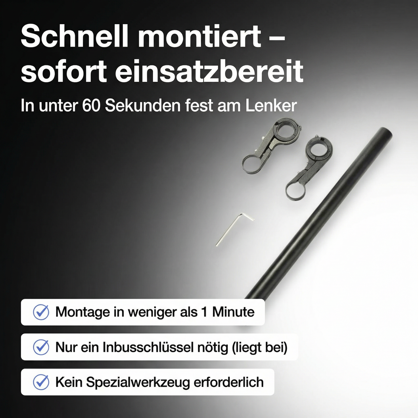 Nahaufnahme der rutschfesten Gummieinlage im Befestigungsring der Lenker-Verlängerung für sicheren Halt