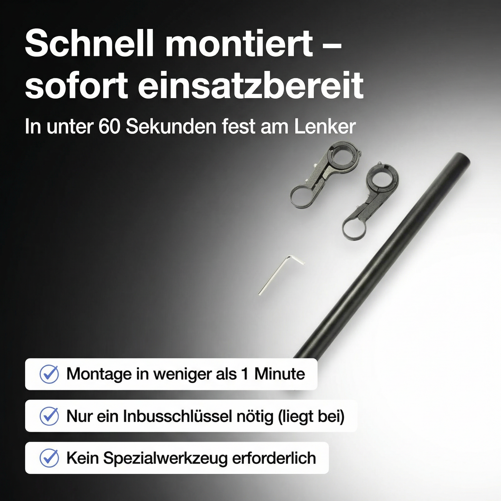 Nahaufnahme der rutschfesten Gummieinlage im Befestigungsring der Lenker-Verlängerung für sicheren Halt
