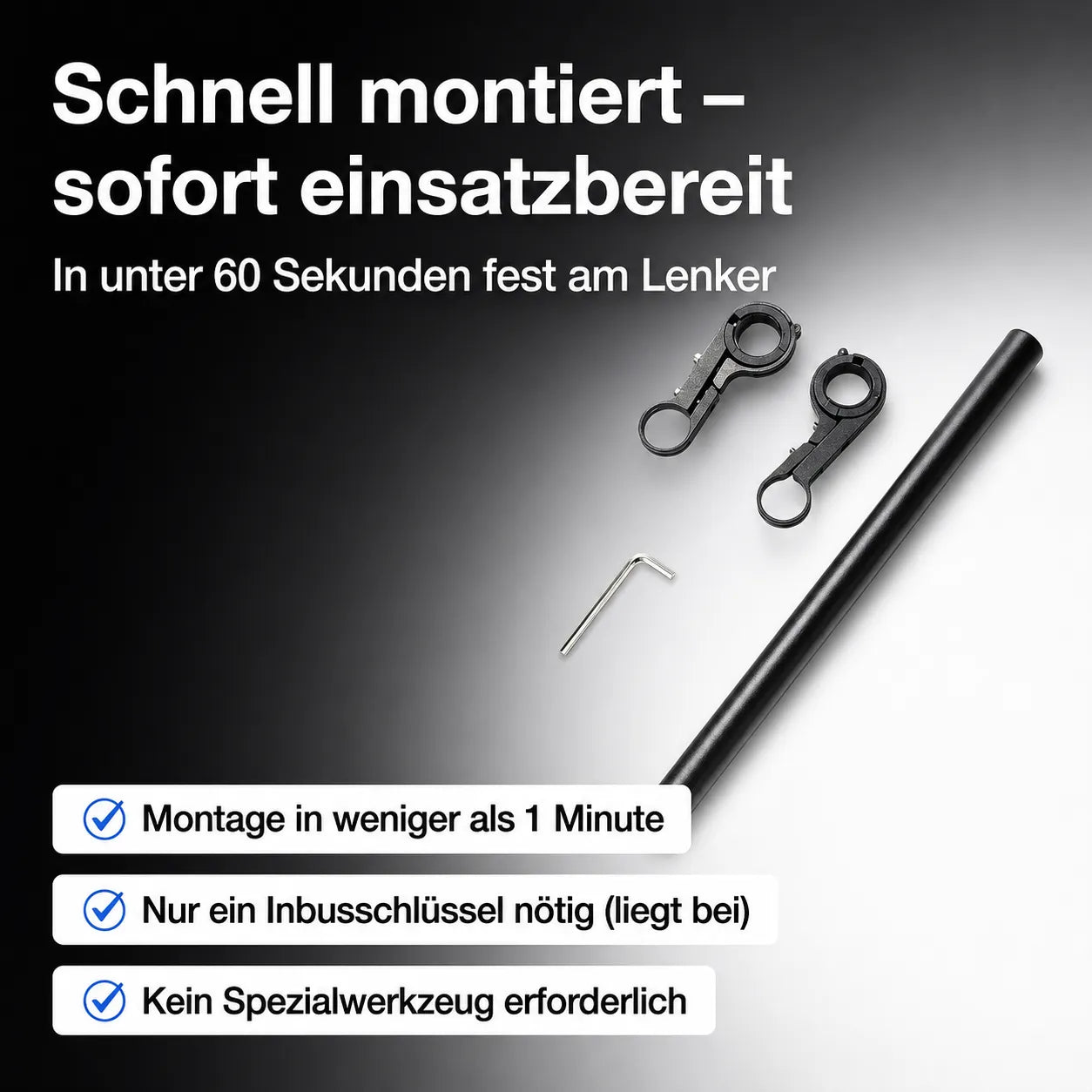 Fahrrad Lenkerverlängerung mit einfacher und schneller Montage – in unter 1 Minute befestigt, kein Spezialwerkzeug erforderlich