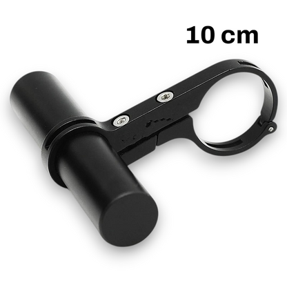 Vergleich eines überladenen Fahrradlenkers ohne und eines aufgeräumten Lenkers mit Lenker-Verlängerung