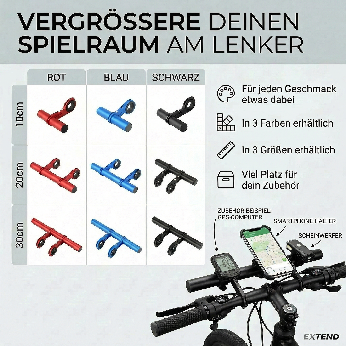 Detailansicht der Klemmverbindung der Lenker-Verlängerung am Lenkerrohr mit Inbusschraube