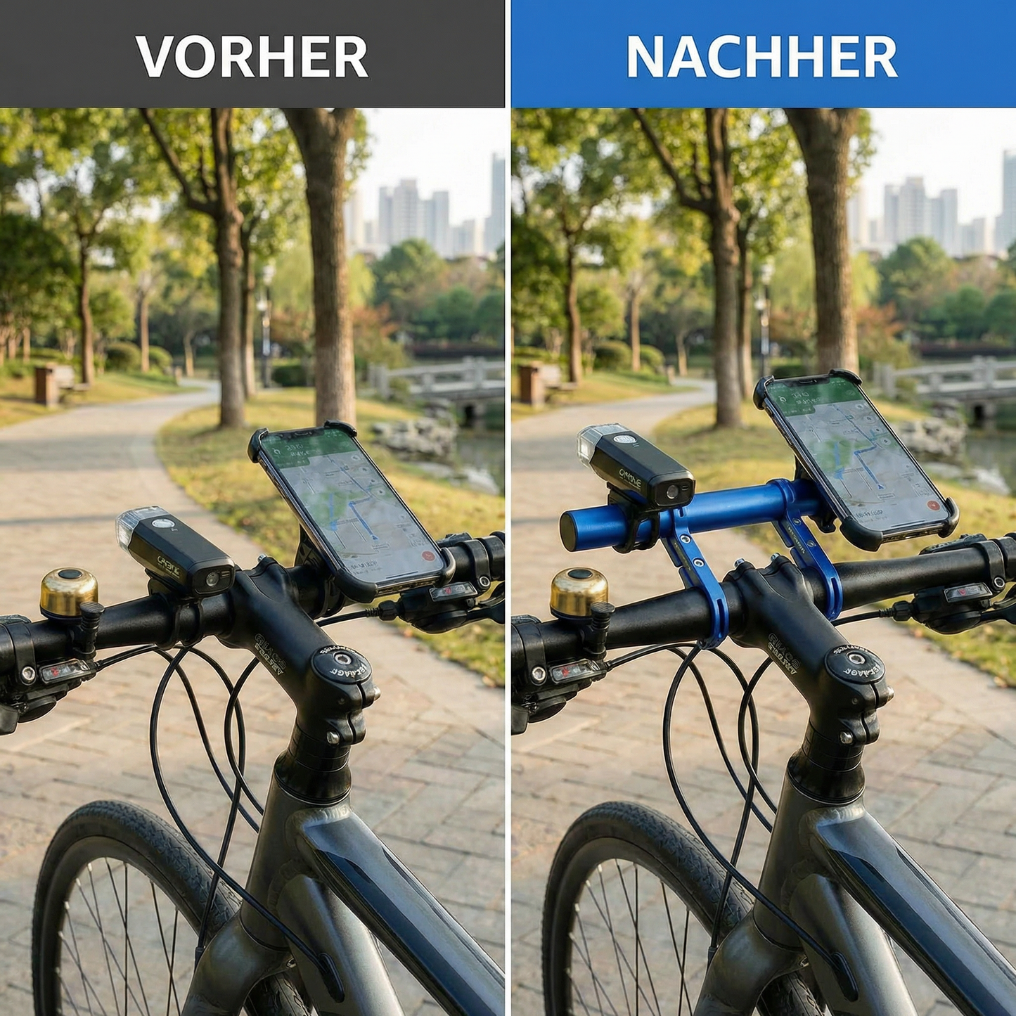 Fahrrad-Lenker-Verlängerung mit eloxierter Aluminiumoberfläche in robuster und wetterfester Ausführung