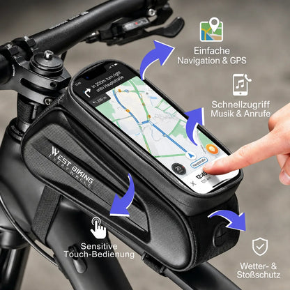 Fahrrad Rahmentasche mit Touch‑Sichtfenster – einfache Navigation per GPS, Smartphone‑Bedienung und Wetter‑ & Stoßschutz