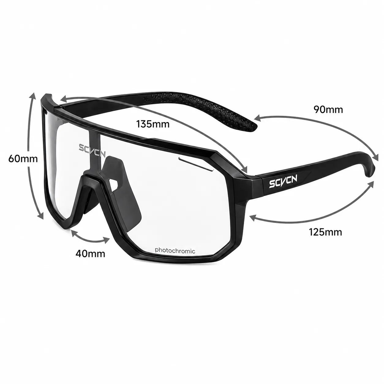 Fahrrad Sportbrille Photochromic mit selbsttönenden Gläsern und sportlicher Passform – Maße für optimalen Sitz