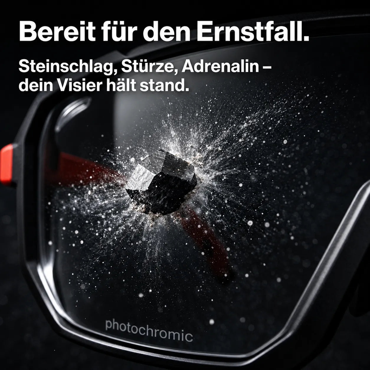 Fahrrad Sportbrille Photochromic mit schlagfestem Visier – robuster Schutz vor Steinschlag und äußeren Einwirkungen