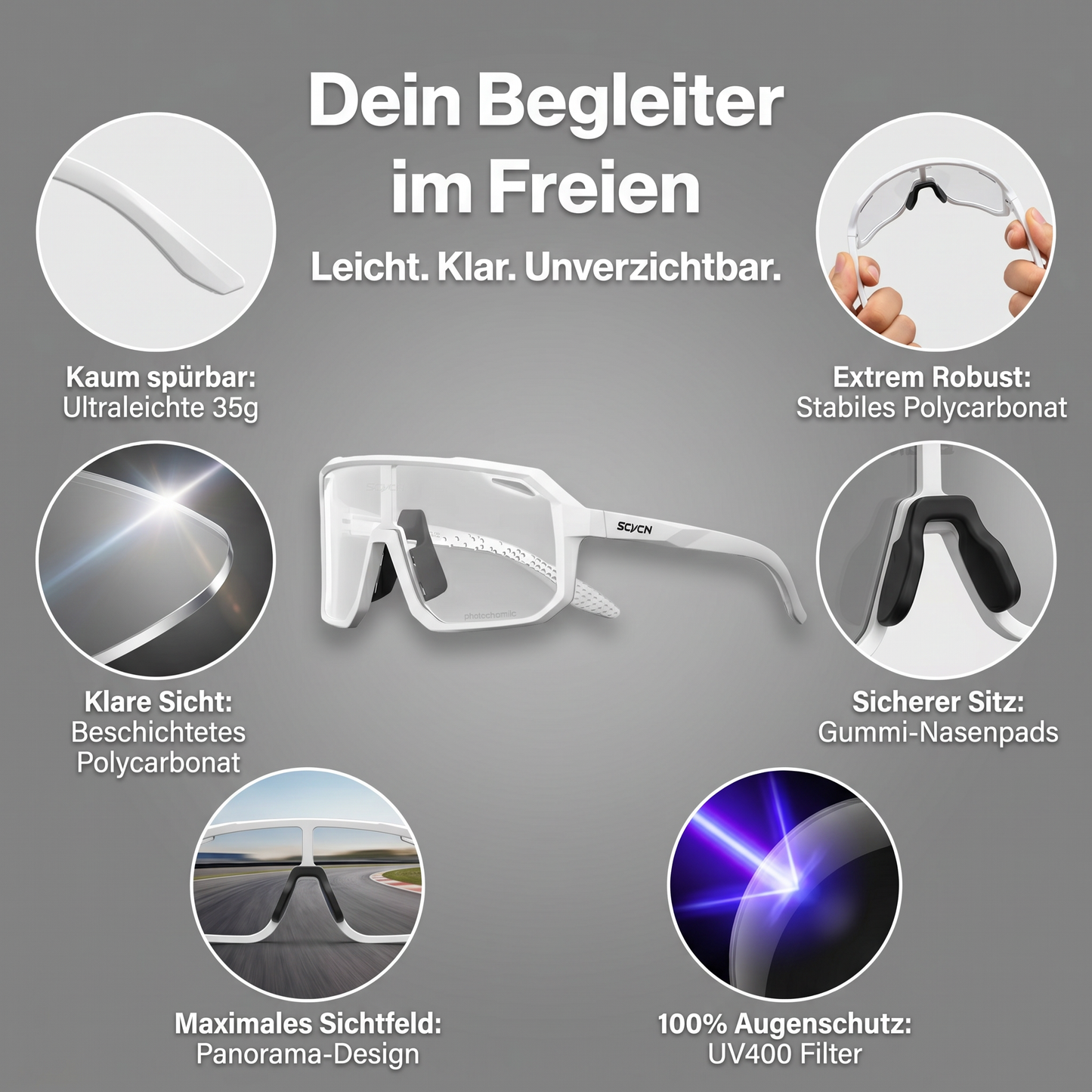 Fahrrad-Sportbrille Photochromic – Voller Schutz. Für jede Sicht. Maximaler Fokus.