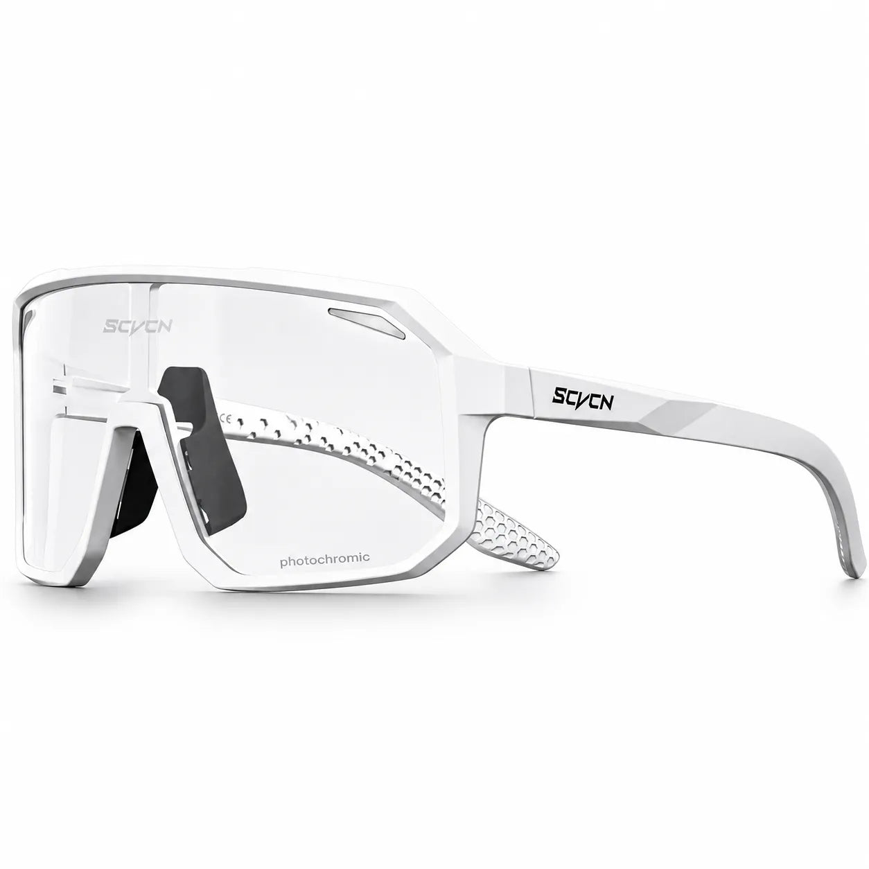 Fahrrad-Sportbrille Photochromic in Weiß, selbsttönend, UV400-Schutz für perfekte Sicht bei jedem Licht