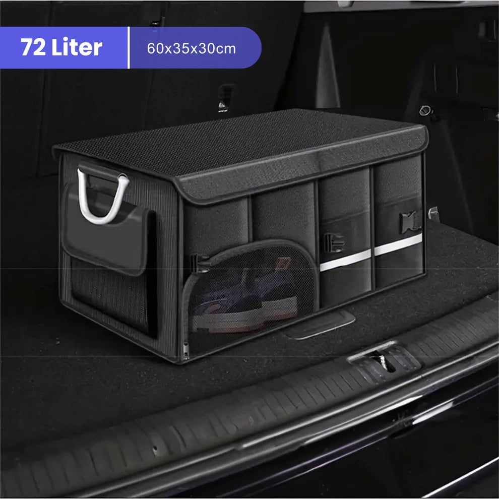 Kofferraum-Organizer mit variablen Trennwänden zur individuellen Aufteilung des Stauraums für unterschiedliche Gegenstände