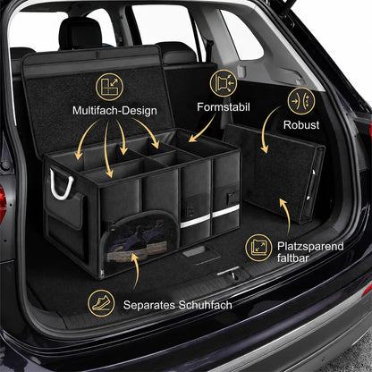 Faltbarer Kofferraum-Organizer mit Multifächern, Schuhfach und formstabilem Design für mehr Ordnung im Auto