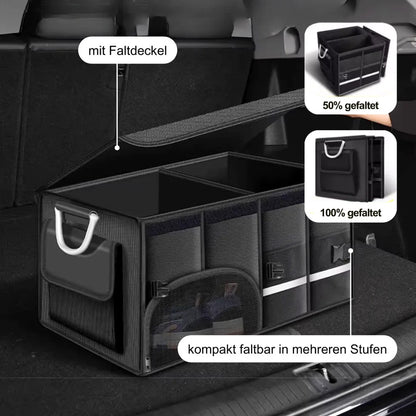 Kompakt zusammengefalteter Kofferraum-Organizer für platzsparende Aufbewahrung bei Nichtgebrauch