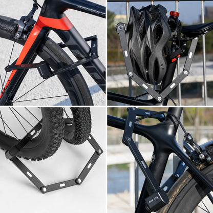 Faltbares Fahrradschloss: Vielseitig einsetzbar für Bike & Helm. Kompakt verstaut & sicher geschützt in jeder Situation.