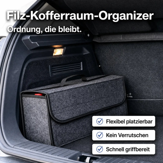 Filz-Kofferraum-Organizer mit Deckel, rutschfest und flexibel platzierbar für dauerhafte Ordnung im Auto