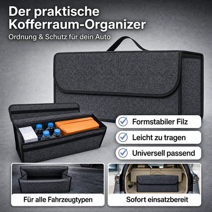 Filz-Kofferraum-Organizer aus formstabilem Filz, leicht tragbar und passend für alle Fahrzeugtypen