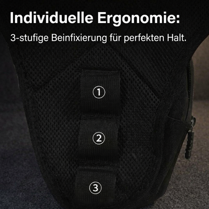 Schwarzes ergonomisches Polster mit 3-stufiger Beinfixierung für individuellen Halt