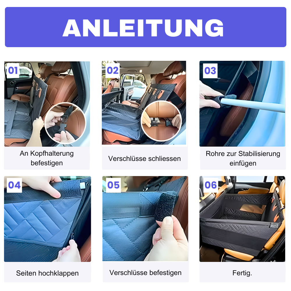 Hunde-Autositz - Aufbauanleitung - schnell und einfach zu montieren