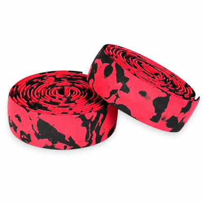 Komfort-Lenkerband für Rennräder im Rot-Schwarz-Camo-Design, gedämpft, griffsicher und federleicht für stylisches Fahren