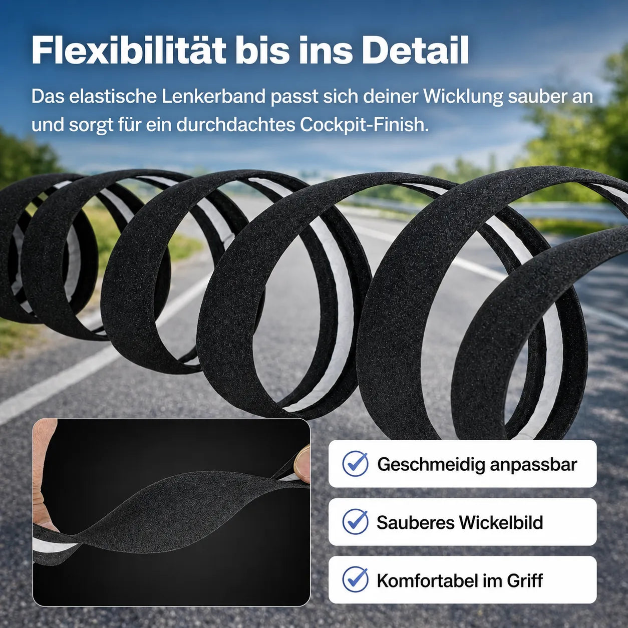 Komfort-Lenkerband für Rennräder, elastisch, sauberes Wickelbild und komfortabler Griff für jede Tour