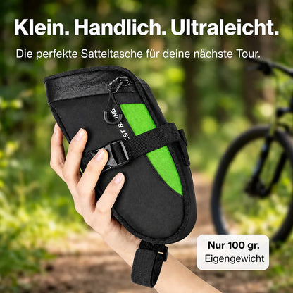 Kompakte Fahrrad-Satteltasche ultraleicht mit nur 100 g, handlich und perfekt für jede Tour