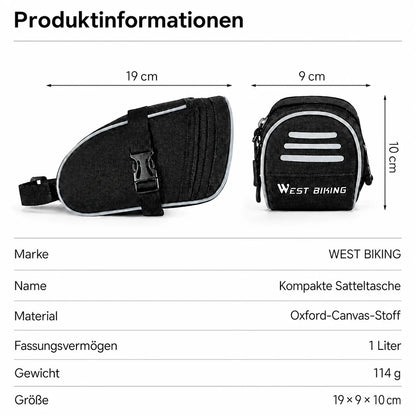 Kompakte Satteltasche 19x9x10 cm, 1 Liter, ultraleicht mit 114 g, wetterfest und ideal für jede Tour