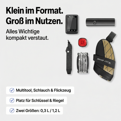 Mini-Fahrrad-Satteltasche – Klein. Leicht. Kompakt.