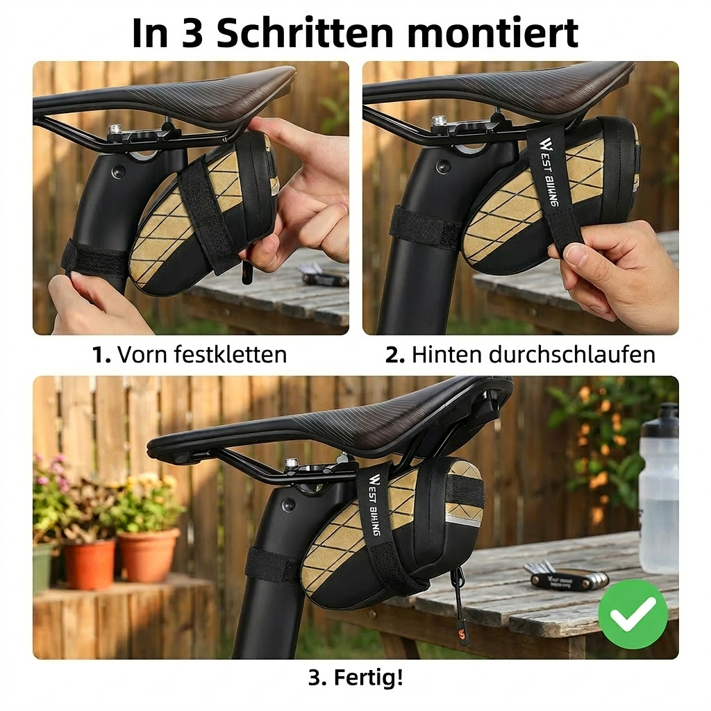 Mini-Fahrrad-Satteltasche – Klein. Leicht. Kompakt.