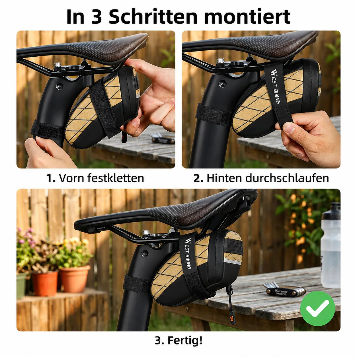 Mini-Fahrrad-Satteltasche – klein, leicht und in nur 3 Schritten kinderleicht am Sattel montiert