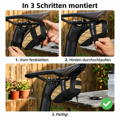 Mini-Fahrrad-Satteltasche – klein, leicht und in nur 3 Schritten kinderleicht am Sattel montiert