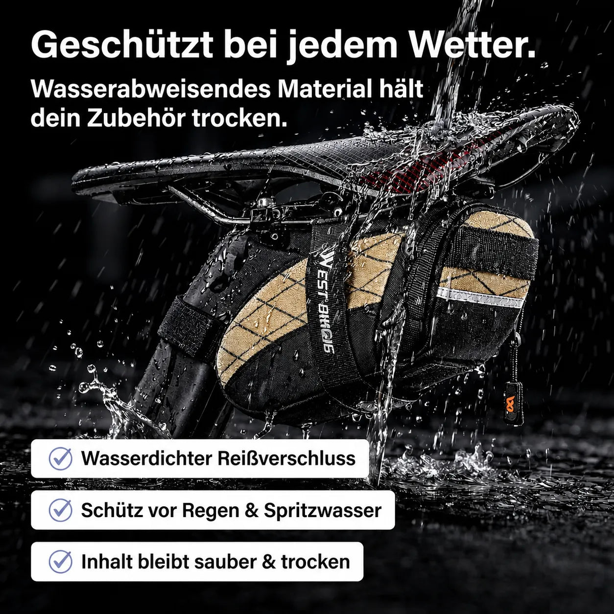 Mini-Fahrrad-Satteltasche – wasserabweisend, klein und kompakt, schützt Zubehör zuverlässig vor Regen & Nässe