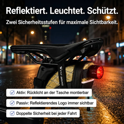 Mini-Fahrrad-Satteltasche mit Rücklicht-Halterung & Reflektor – maximale Sichtbarkeit und Sicherheit bei Nacht