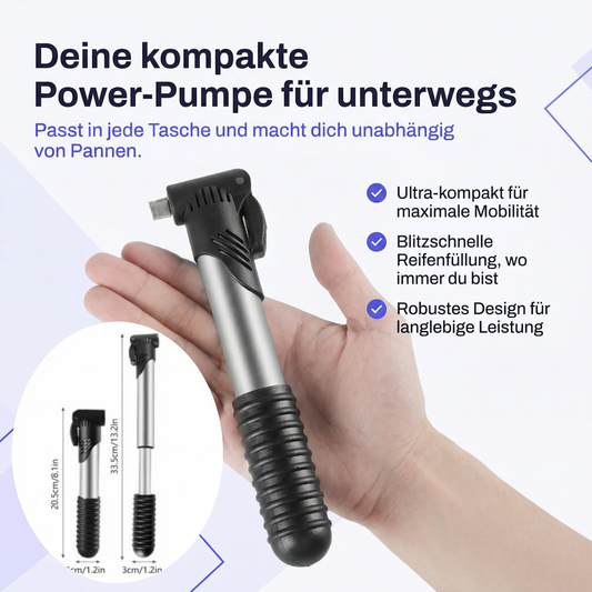 Mini-Fahrradpumpe – Klein, leicht, immer dabei.
