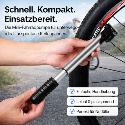Mini-Fahrradpumpe – schnell, kompakt und einsatzbereit für jede Reifenpanne unterwegs