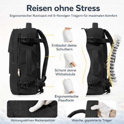 Reiserucksack 40x30x20 cm – Leicht gepackt. Gut organisiert.
