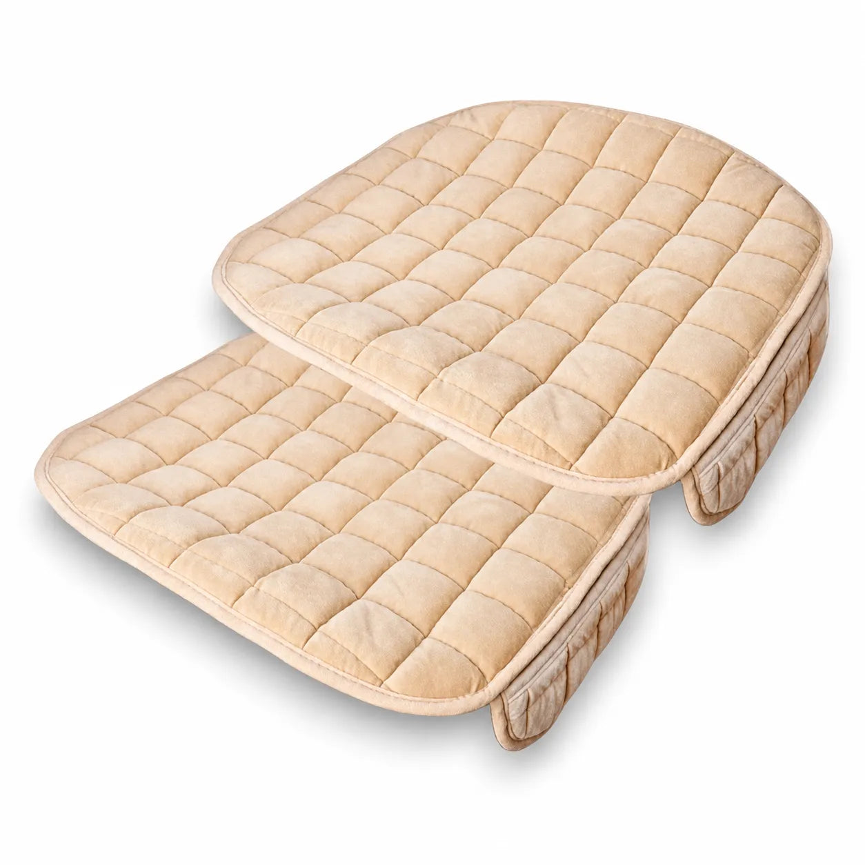 Plüsch-Autositzbezug für Herbst & Winter in Beige – 2er-Set, weich, warm und sicher fixiert für hohen Komfort