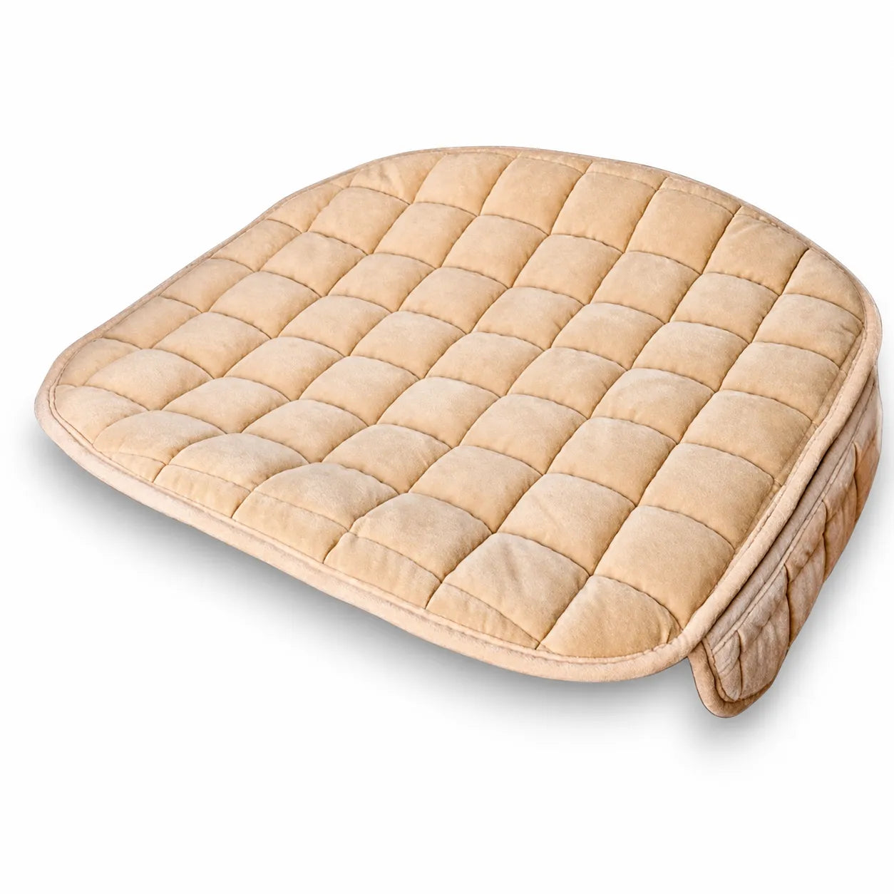 Plüsch-Autositzbezug für Herbst & Winter in Beige – weich, warm und sicher fixiert für hohen Sitzkomfort